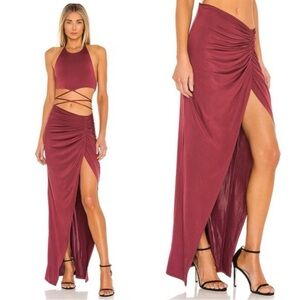 [Michael Costello x REVOLVE] NWT Leah Maxi Skirt in Maroon Size Small